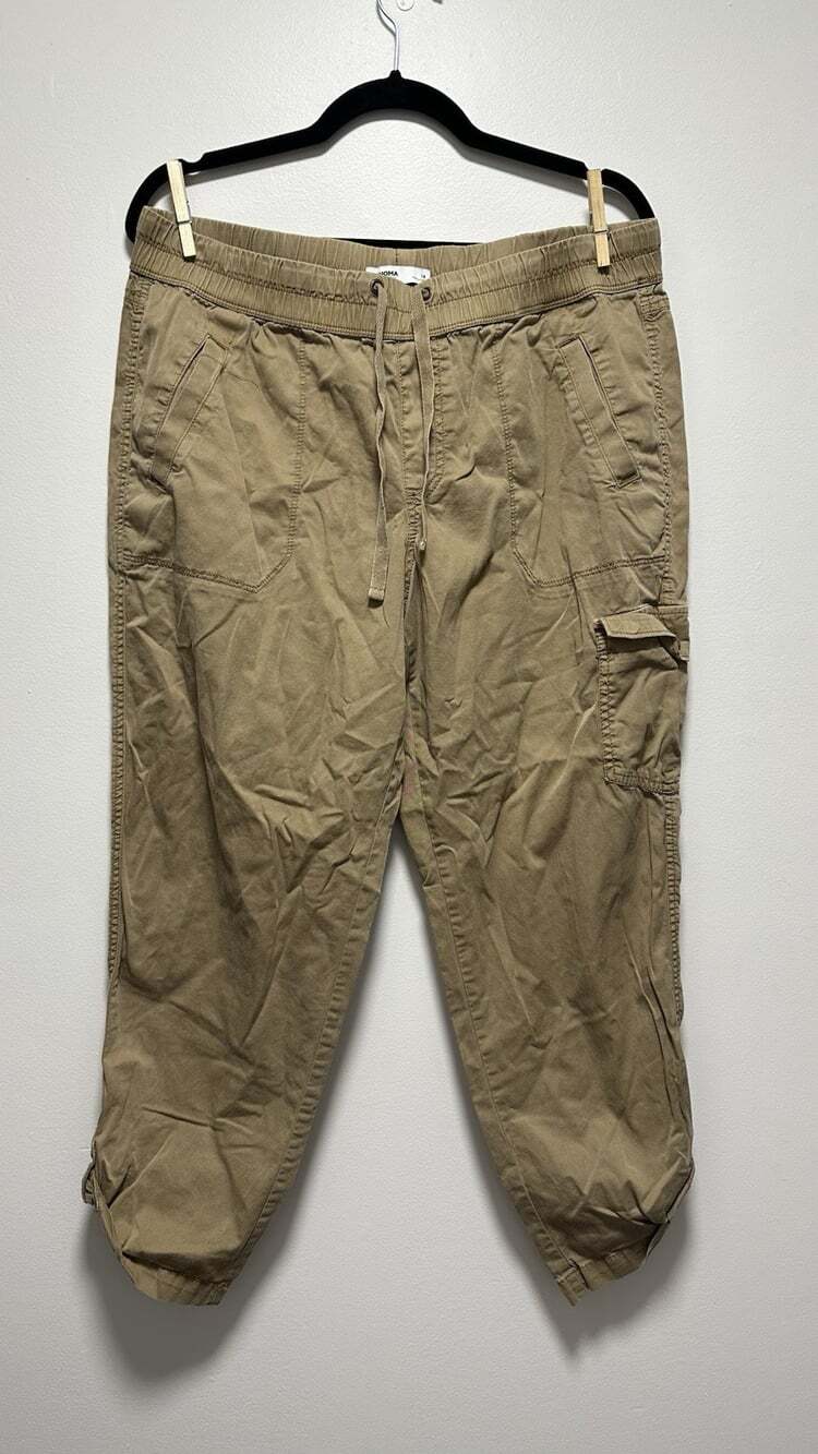 Sonoma Cargo Capri Pants Womens Size 14 Elastic Waist Stretch Pockets Cotton